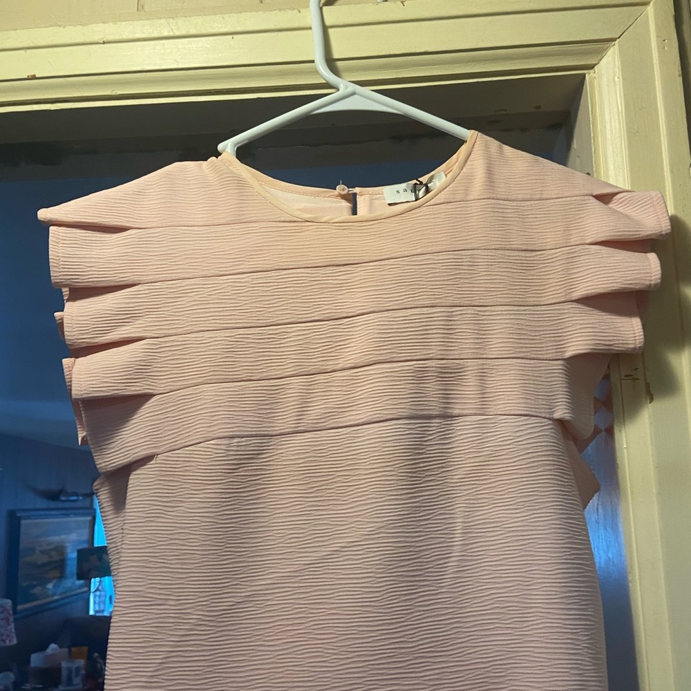 SANDRO Laurena Pleat Detail Mini Dress In Rose Pink - Picture 8 of 10